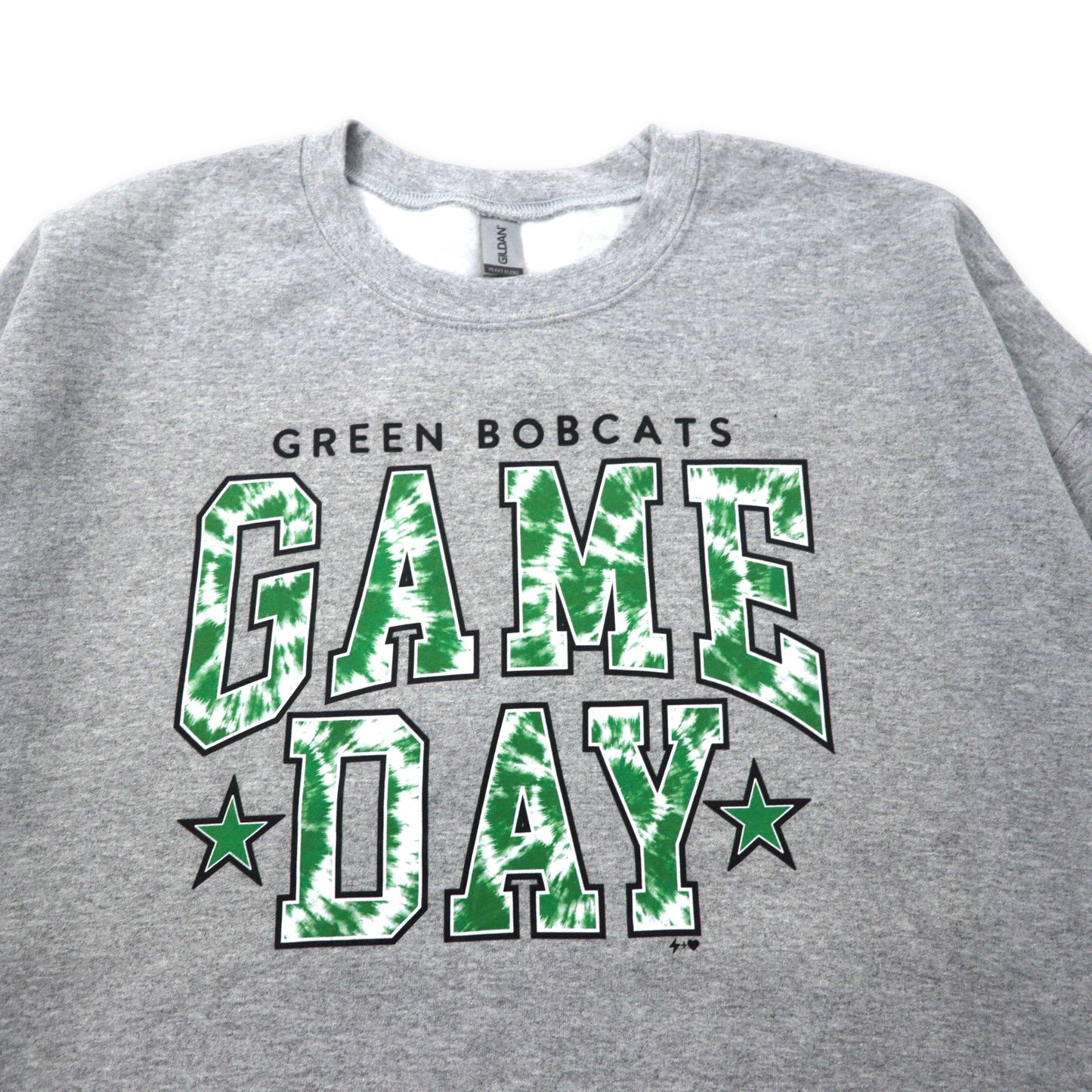 GILDAN カレッジプリント スウェット 2XL グレー コットン 裏起毛 GREEN BOBCATS フットボール GAME DAY ビッグサイズ