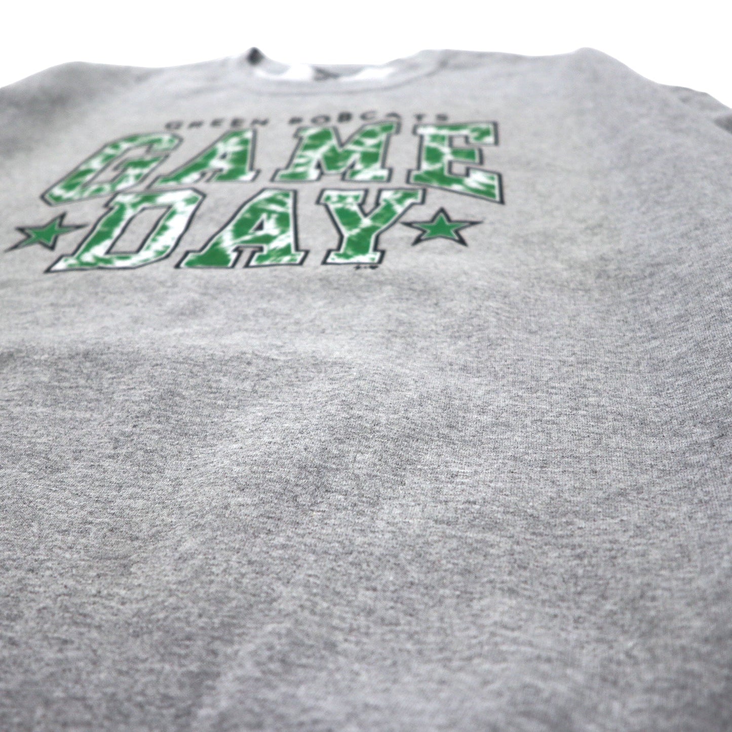 GILDAN カレッジプリント スウェット 2XL グレー コットン 裏起毛 GREEN BOBCATS フットボール GAME DAY ビッグサイズ