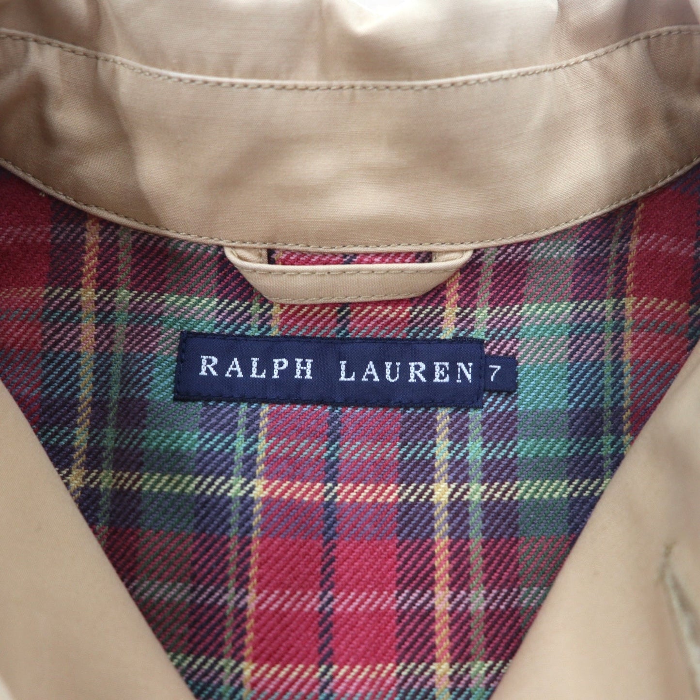RALPH LAUREN 90年代 ゴム引き ステンカラーコート S ベージュ 防水 チェックライナー