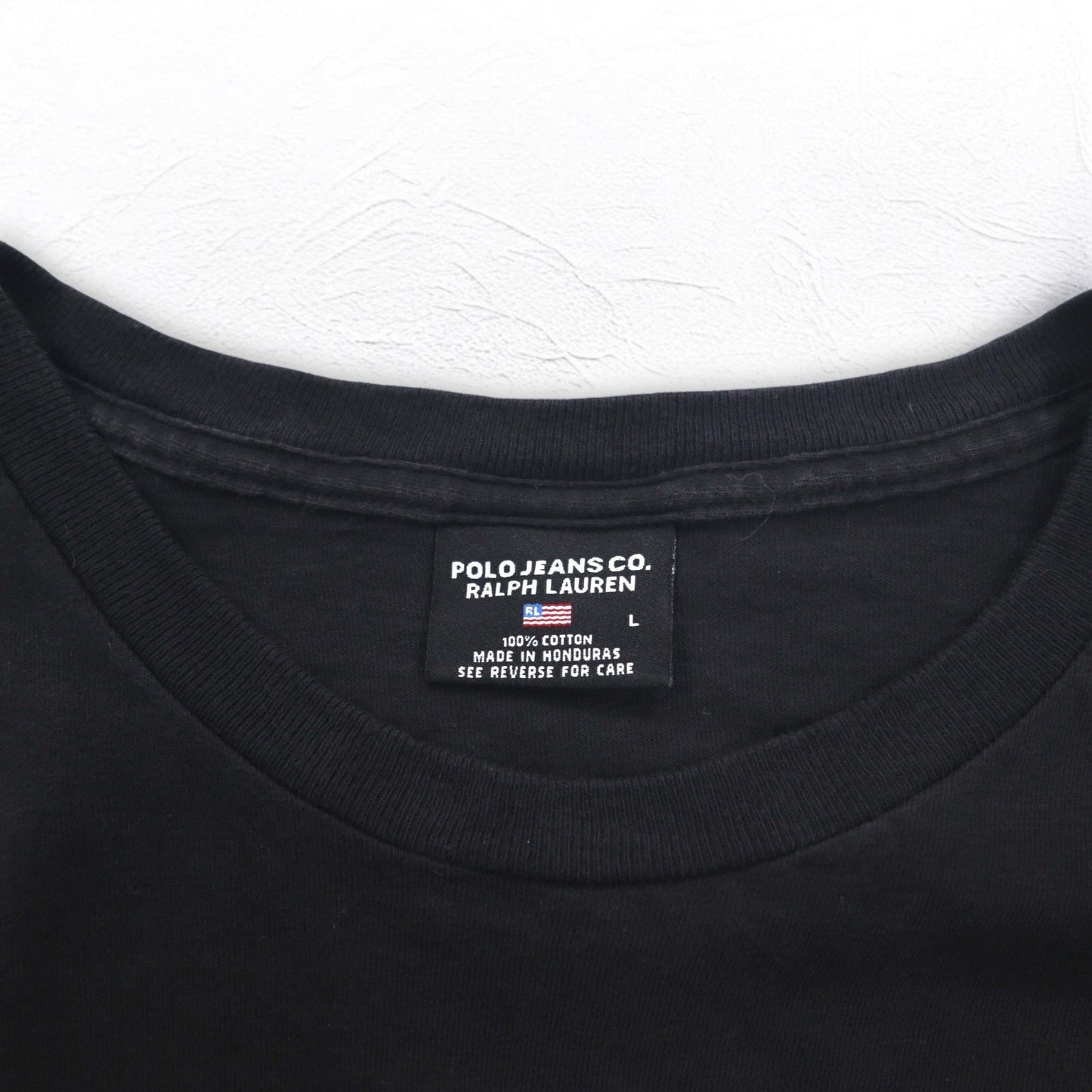 POLO JEANS CO. RALPH LAUREN 90年代 Tシャツ L ブラック コットン 星条旗 ワンポイントロゴ