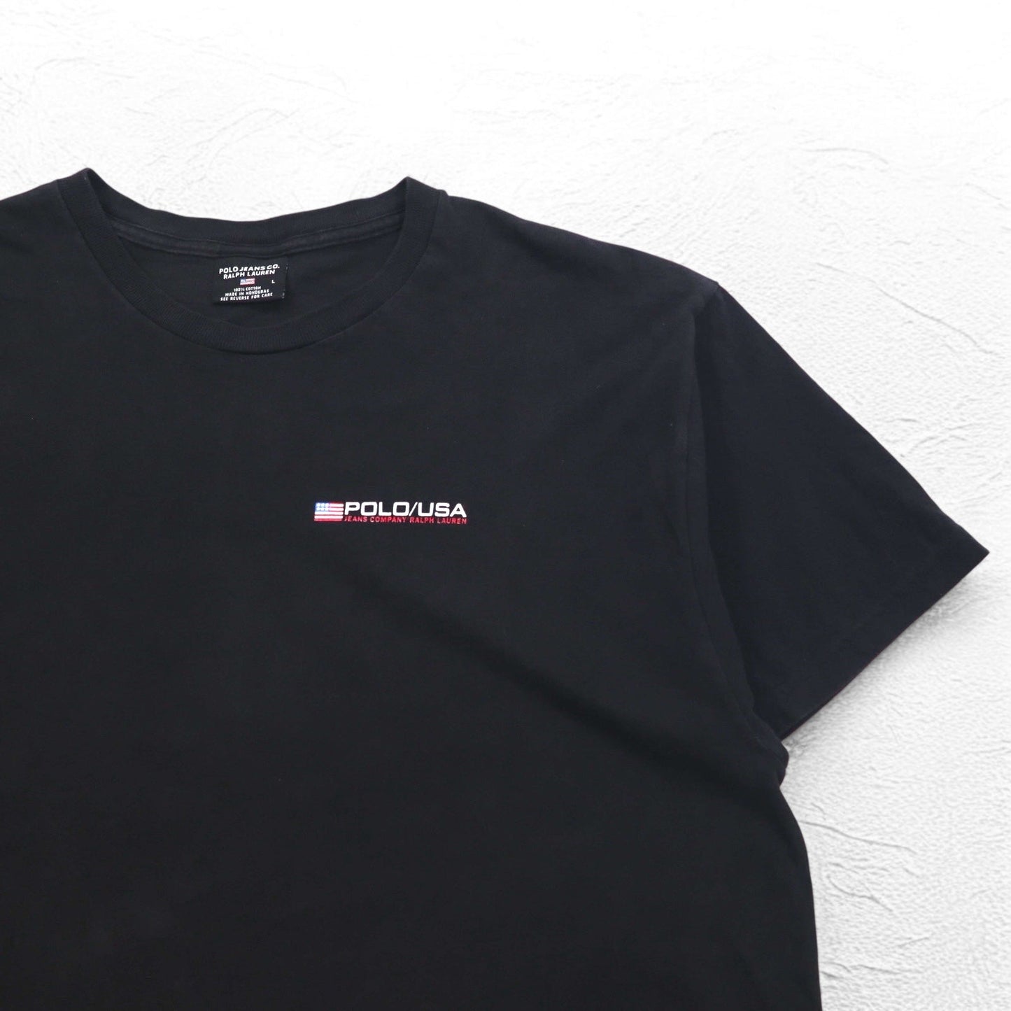 POLO JEANS CO. RALPH LAUREN 90年代 Tシャツ L ブラック コットン 星条旗 ワンポイントロゴ