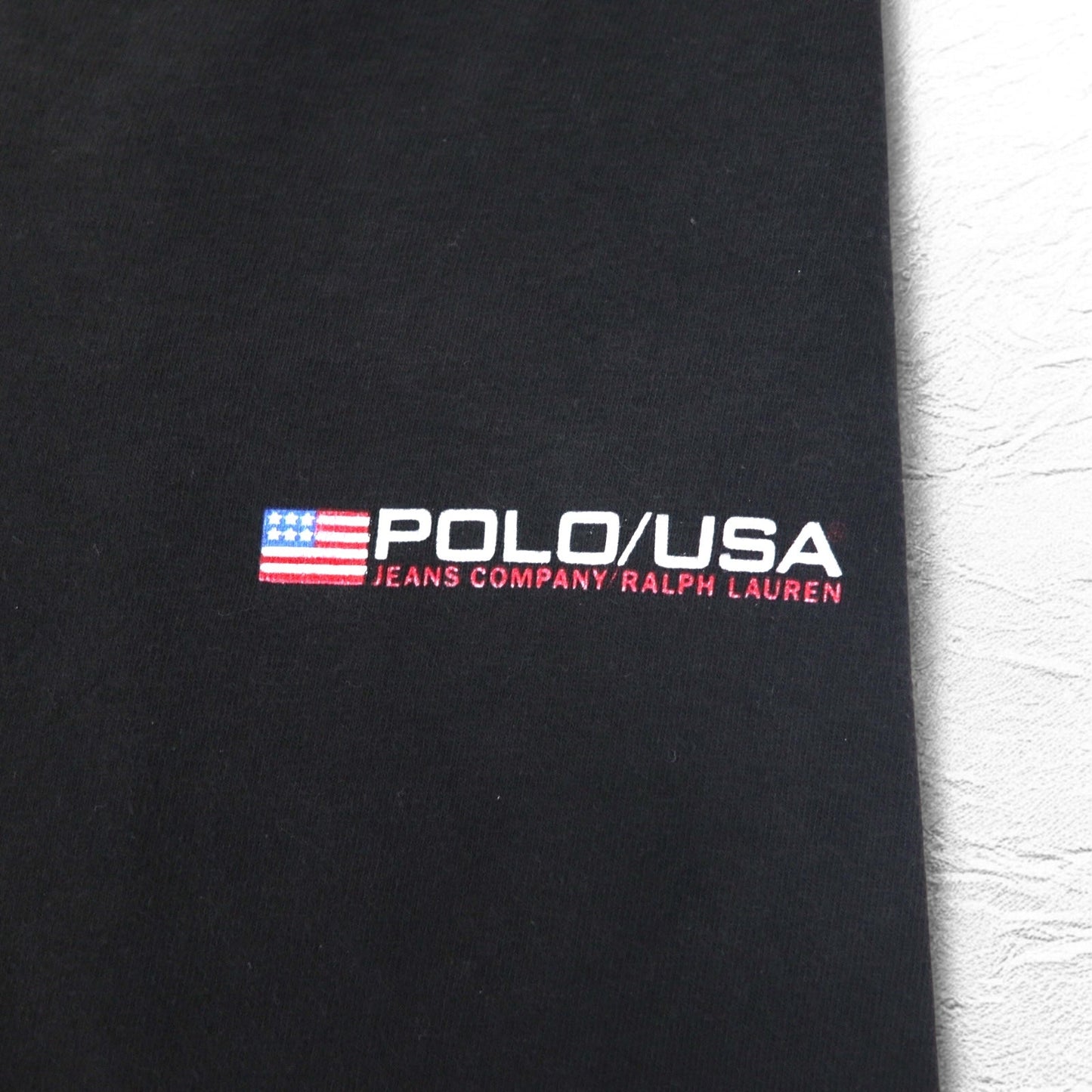 POLO JEANS CO. RALPH LAUREN 90年代 Tシャツ L ブラック コットン 星条旗 ワンポイントロゴ