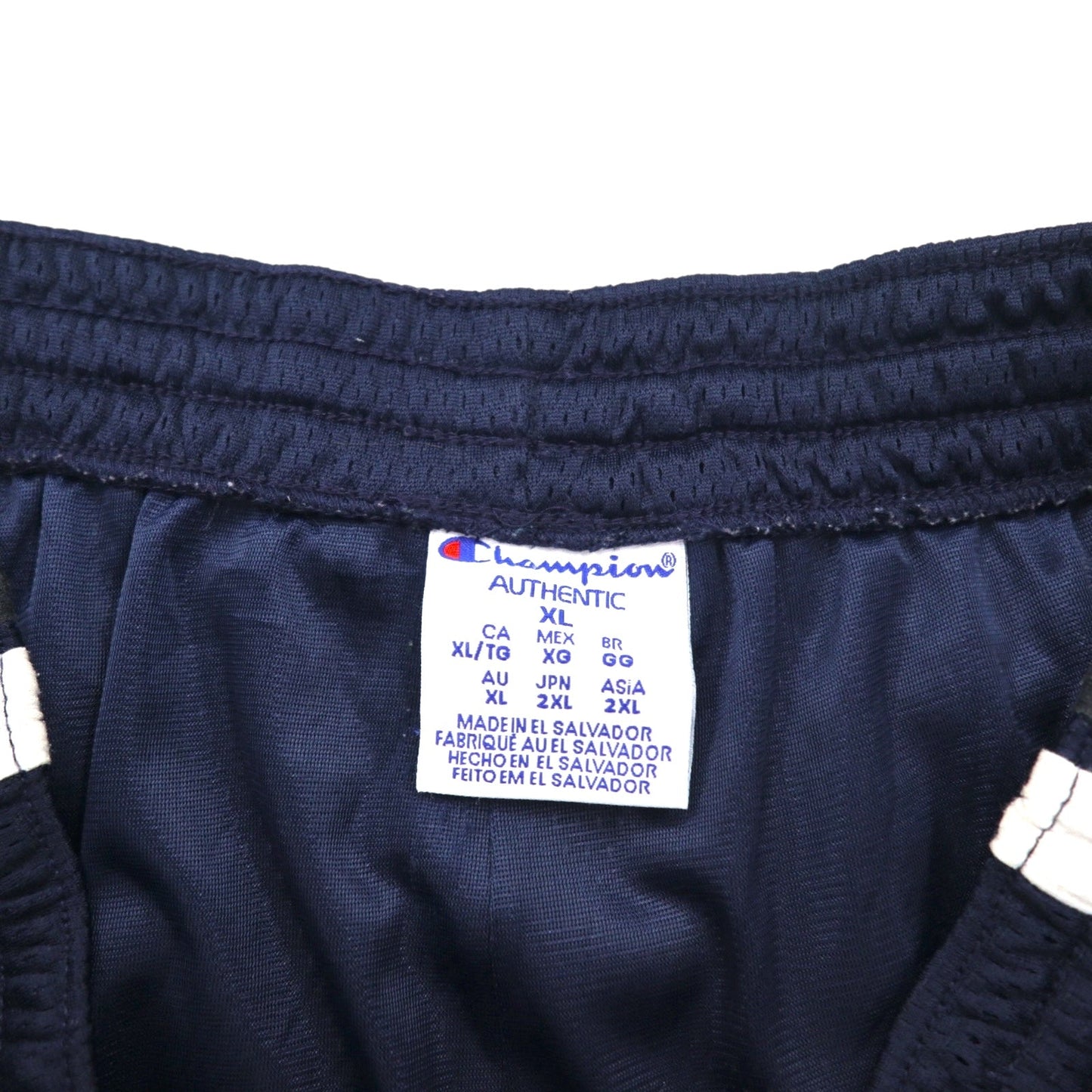 Champion メッシュ ゲームパンツ ショートパンツ 2XL ネイビー サイドライン ワンポイントロゴ エルサルバドル製
