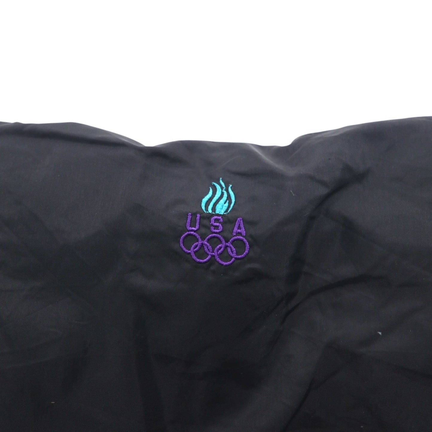 JC PENNEY 90年代 ナイロン トレーニングジャケット L ブラック メッシュライナー フード収納式 USA OLYMPIC