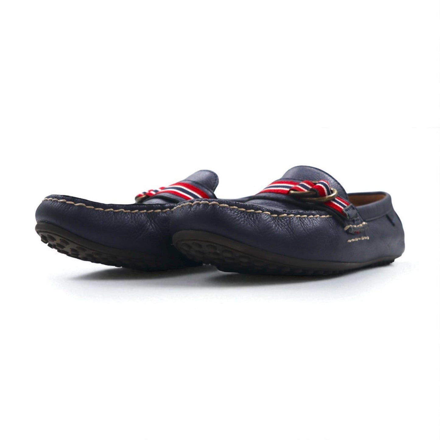 POLO RALPH LAUREN リボン ローファー ドライビングシューズ 26.5cm ネイビー シボ革 レザー WILLEM 11571