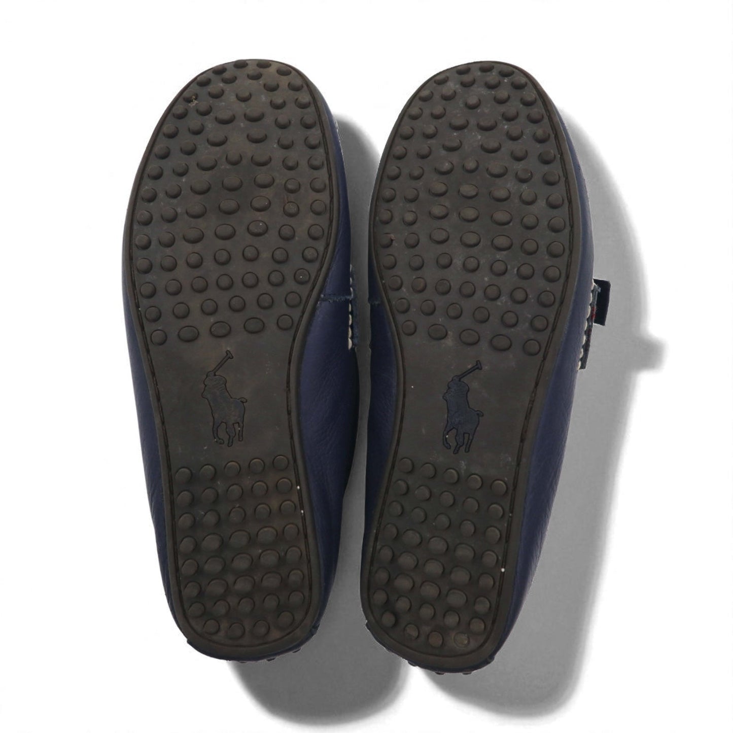 POLO RALPH LAUREN リボン ローファー ドライビングシューズ 26.5cm ネイビー シボ革 レザー WILLEM 11571