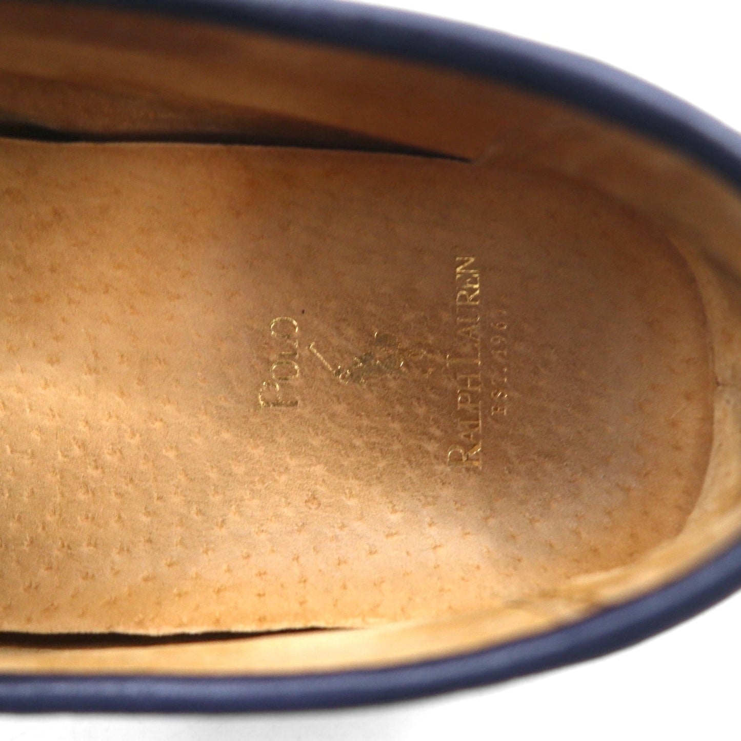 POLO RALPH LAUREN リボン ローファー ドライビングシューズ 26.5cm ネイビー シボ革 レザー WILLEM 11571