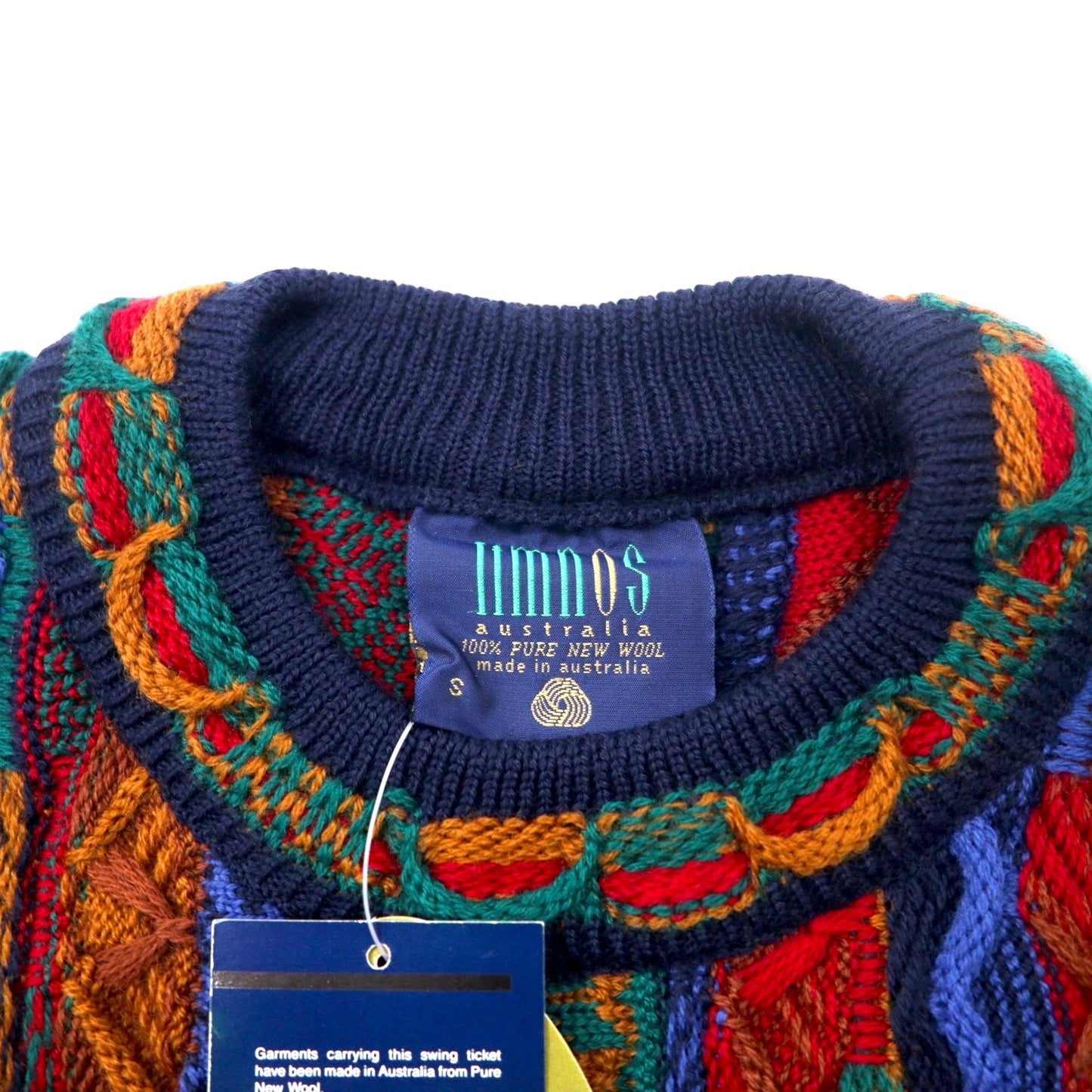 limnos 90年代 オーストラリア製 3Dニット セーター S マルチカラー ウール デッドストック 未使用品