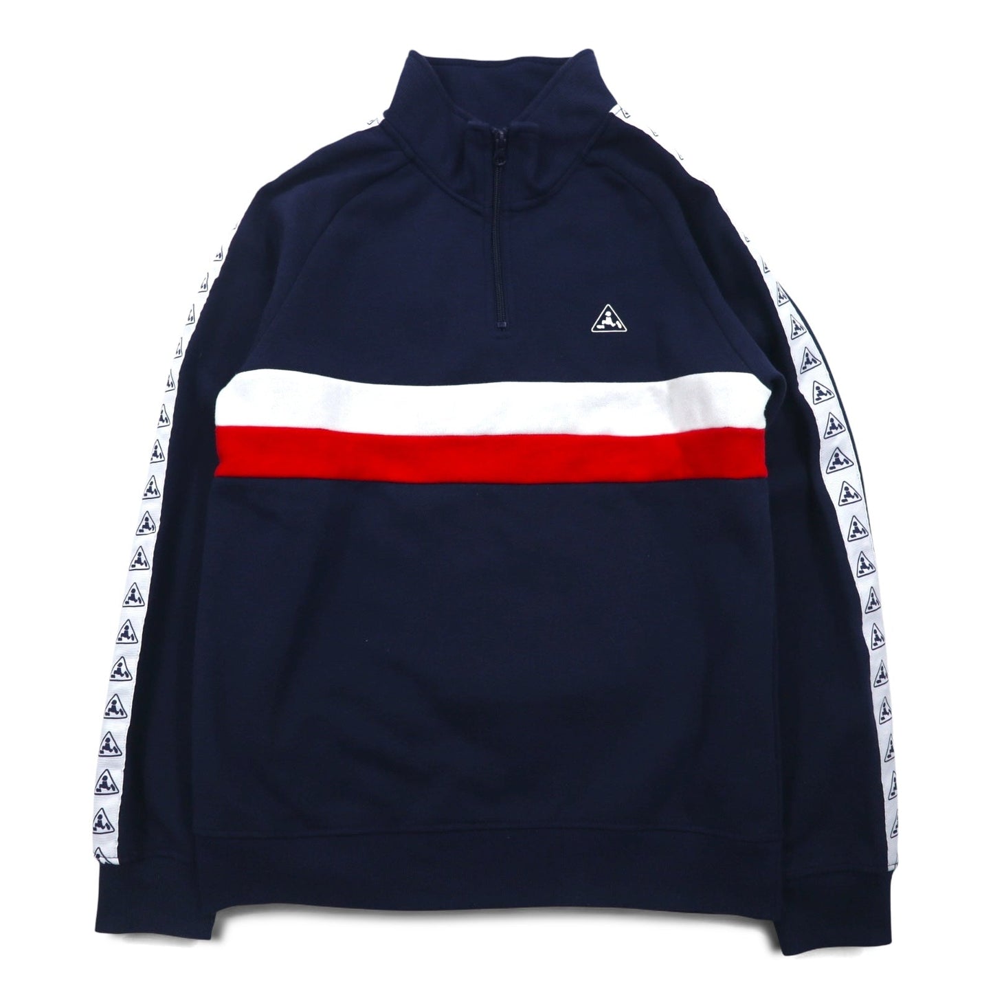 PLENTY TOUGH SPORT 90年代 ハーフジップ スウェット M ネイビー トリコロール 裏起毛 テープロゴ