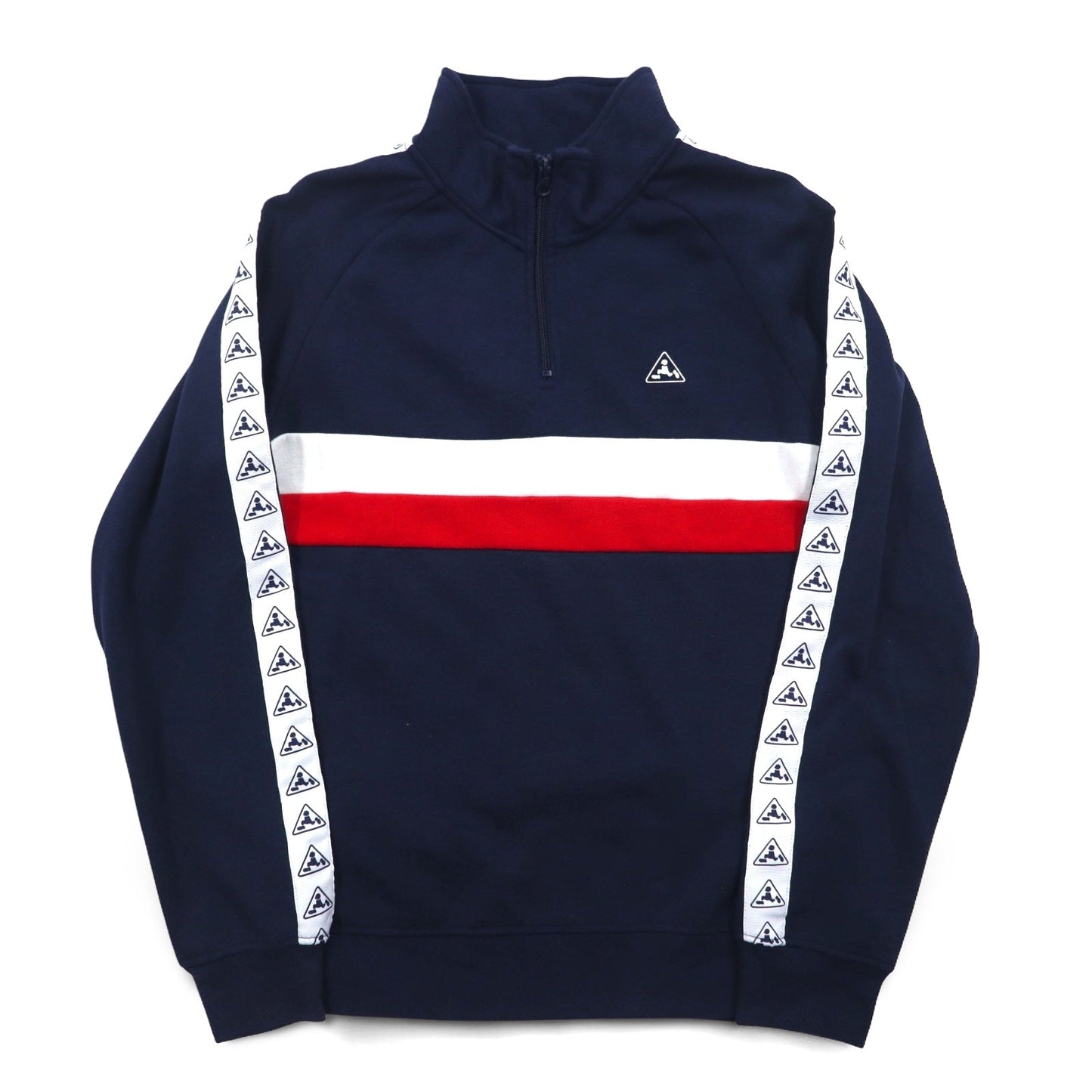 PLENTY TOUGH SPORT 90年代 ハーフジップ スウェット M ネイビー トリコロール 裏起毛 テープロゴ