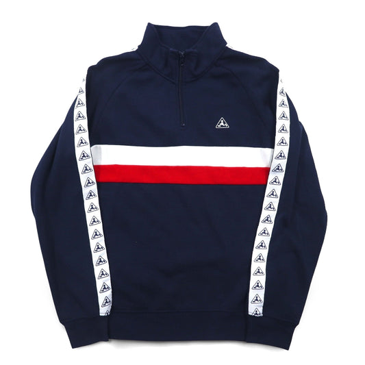 PLENTY TOUGH SPORT 90年代 ハーフジップ スウェット M ネイビー トリコロール 裏起毛 テープロゴ