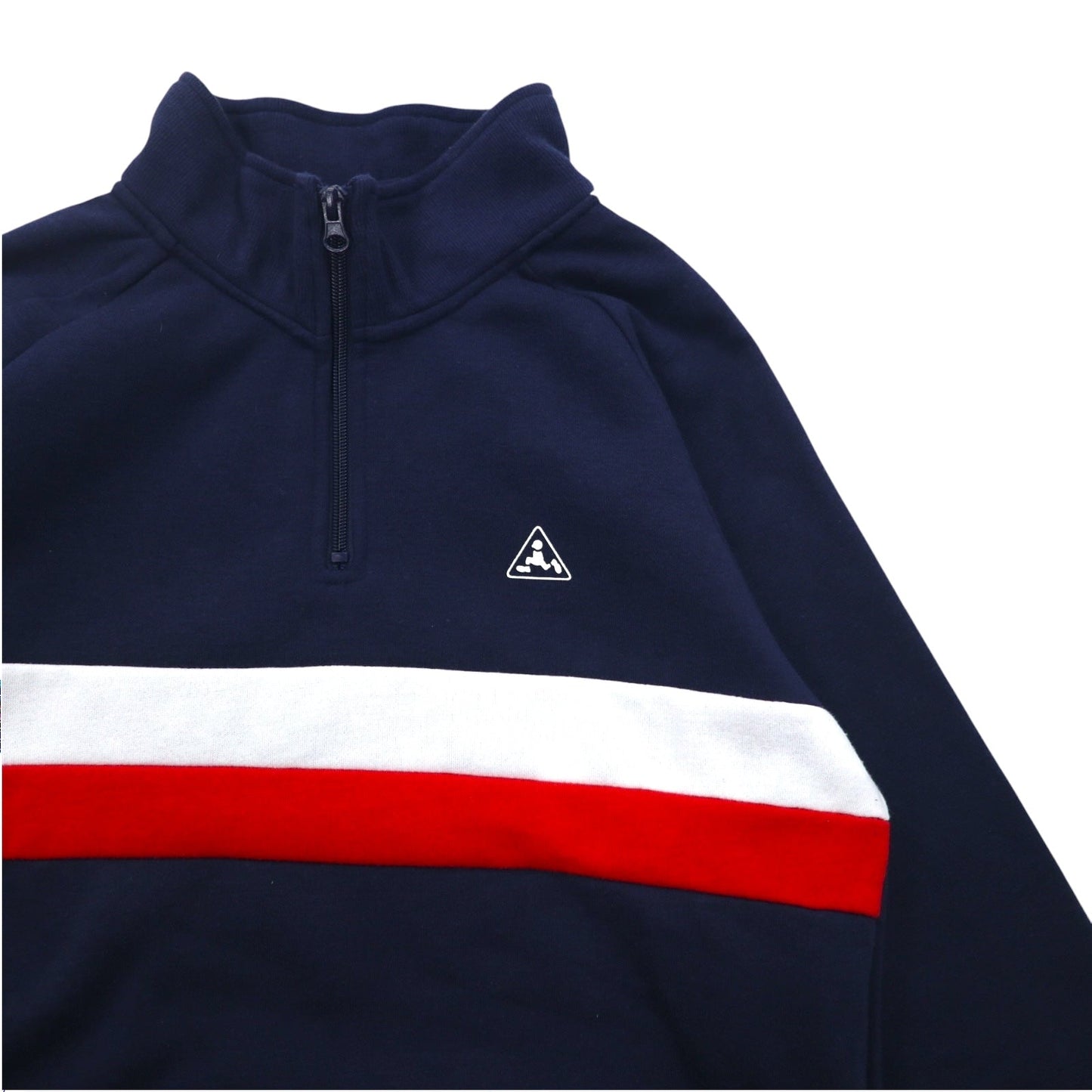 PLENTY TOUGH SPORT 90年代 ハーフジップ スウェット M ネイビー トリコロール 裏起毛 テープロゴ