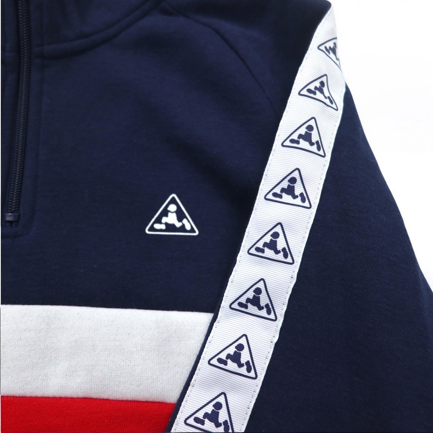 PLENTY TOUGH SPORT 90年代 ハーフジップ スウェット M ネイビー トリコロール 裏起毛 テープロゴ