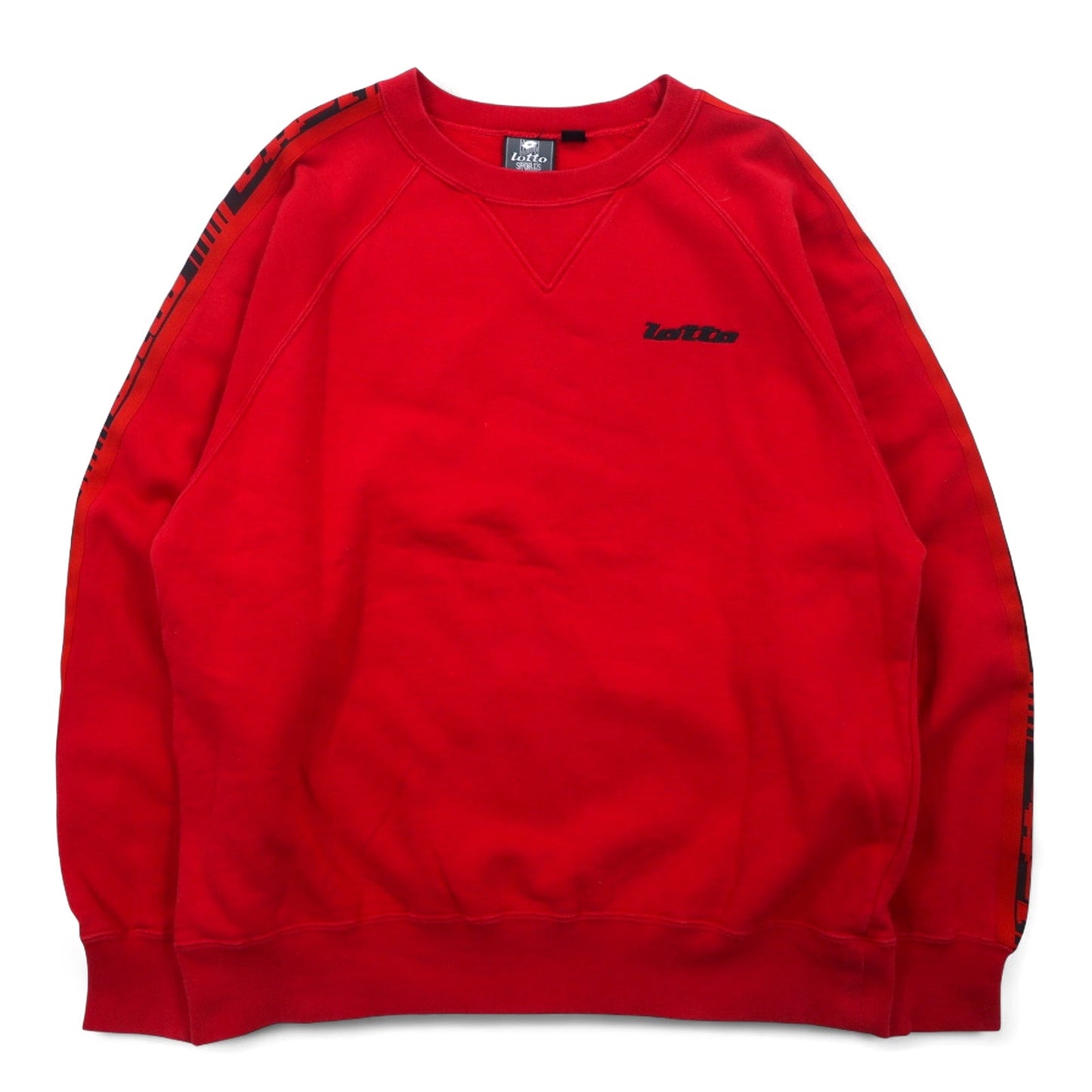Lotto SPORTS 90年代 スウェット M レッド ロゴテープ 裏起毛 ロゴ刺繍 前V