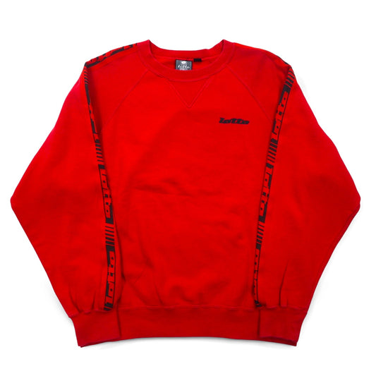 Lotto SPORTS 90年代 スウェット M レッド ロゴテープ 裏起毛 ロゴ刺繍 前V