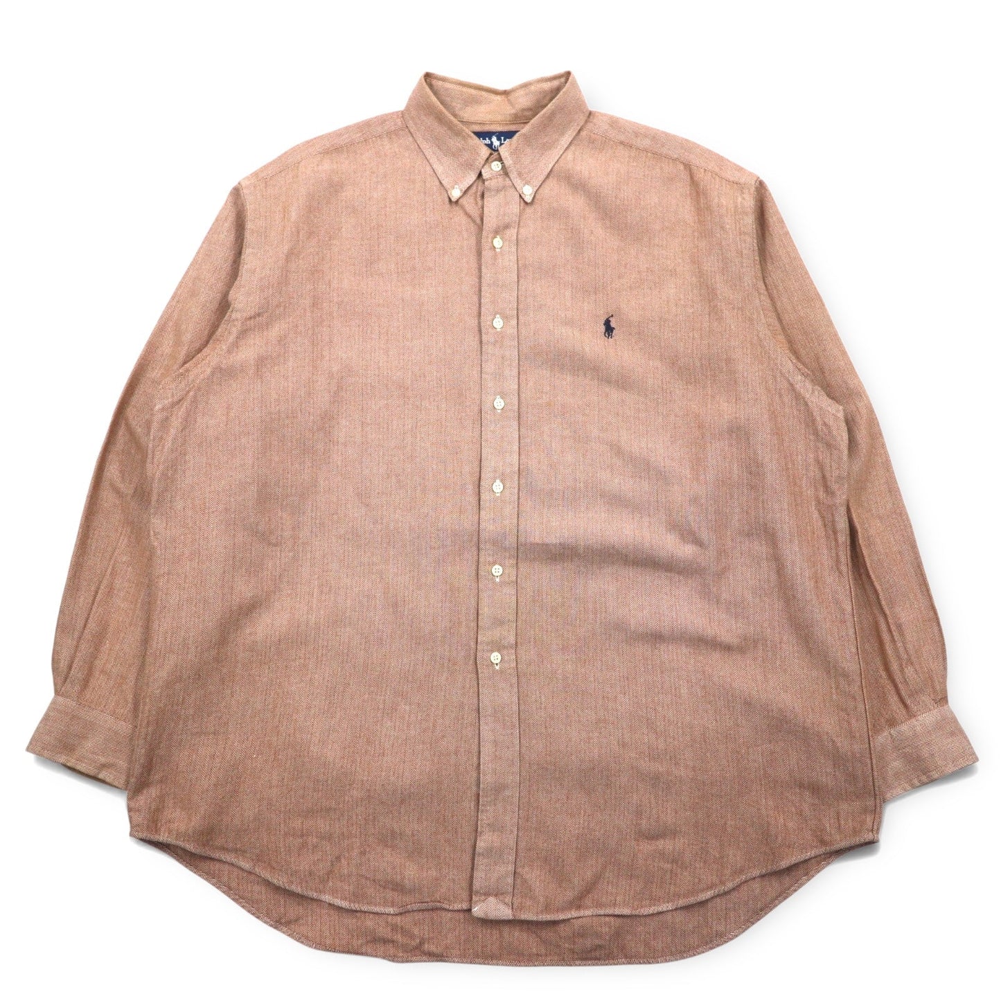 Ralph Lauren 90年代 ビッグサイズ BLAKE ボタンダウンシャツ XL ピンク ヘリンボーン ストライプ スモールポニー刺繍