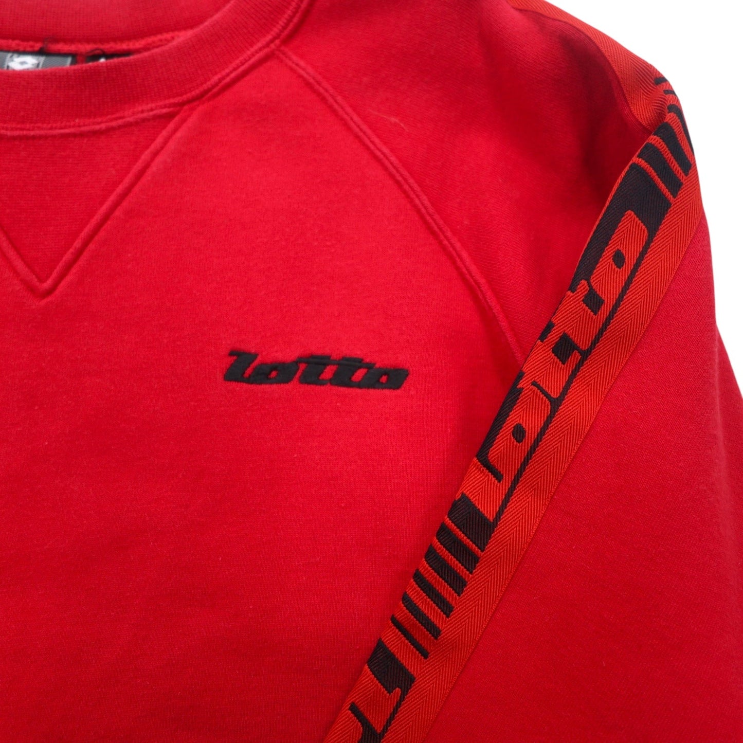 Lotto SPORTS 90年代 スウェット M レッド ロゴテープ 裏起毛 ロゴ刺繍 前V