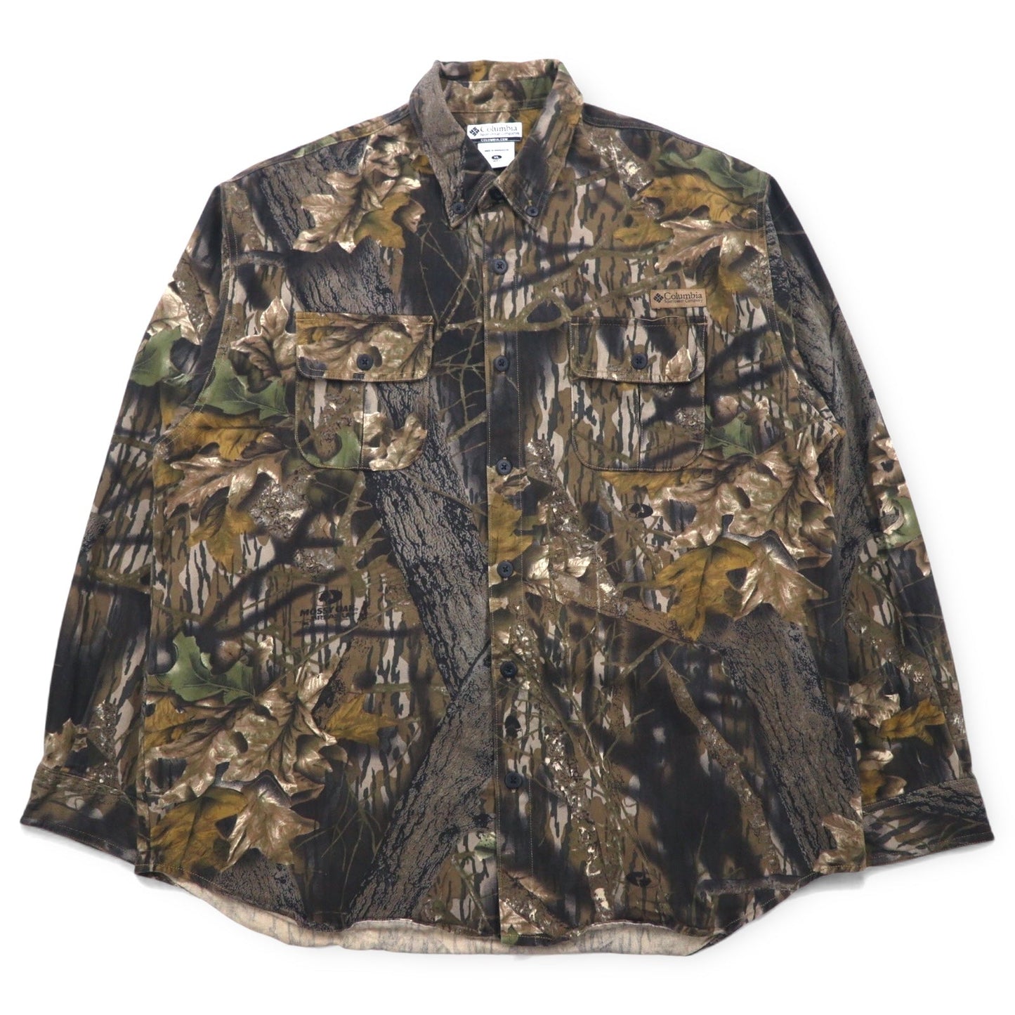 Columbia リアルツリーカモ ボタンダウンシャツ XL カーキ コットン MOSSY OAK ビッグサイズ