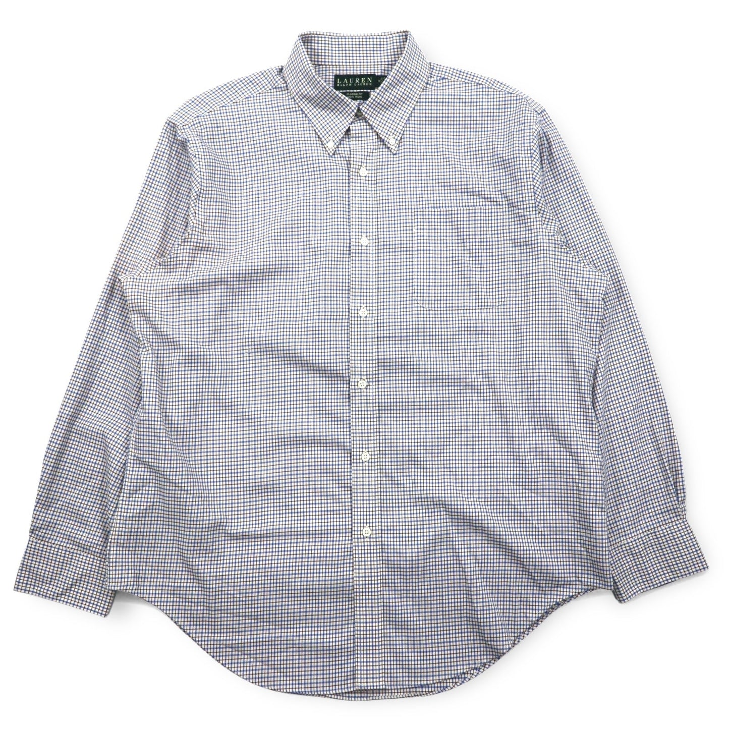LAUREN RALPH LAUREN ボタンダウンシャツ XL ブルー コットン チェック CLASSIC FIT NON IRON