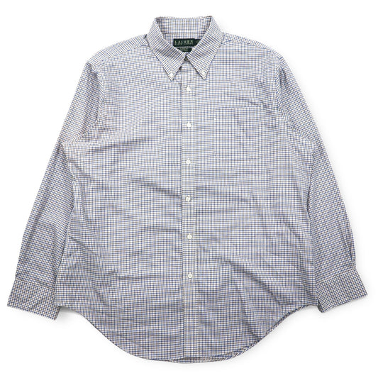 LAUREN RALPH LAUREN ボタンダウンシャツ XL ブルー コットン チェック CLASSIC FIT NON IRON