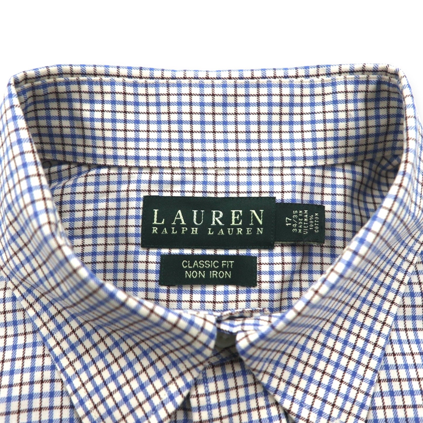 LAUREN RALPH LAUREN ボタンダウンシャツ XL ブルー コットン チェック CLASSIC FIT NON IRON