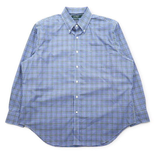 LAUREN RALPH LAUREN ボタンダウンシャツ XL ブルー コットン チェック CLASSIC FIT STRETCH NON IRON