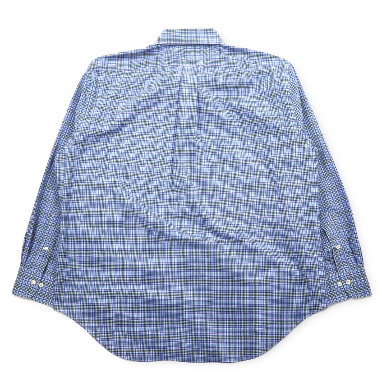 LAUREN RALPH LAUREN ボタンダウンシャツ XL ブルー コットン チェック CLASSIC FIT STRETCH NON IRON