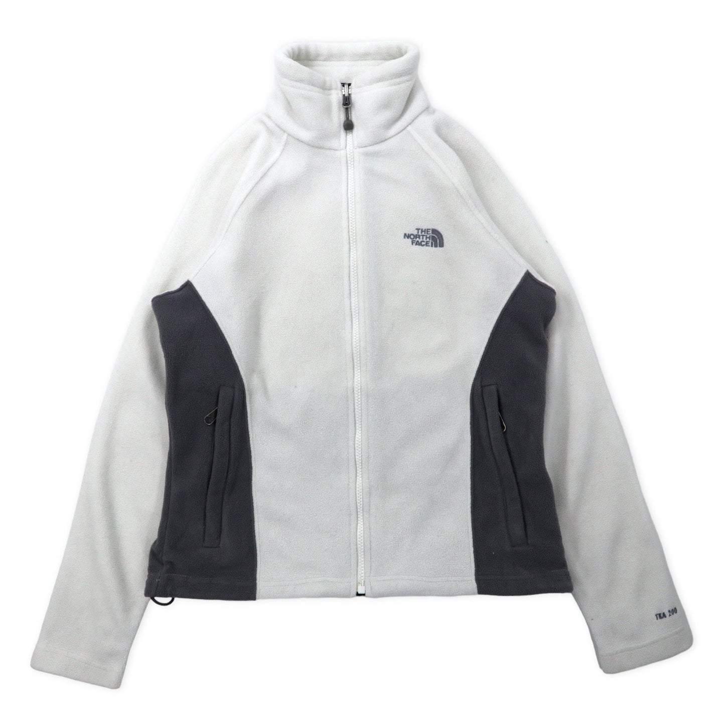 THE NORTH FACE フルジップ フリースジャケット S ホワイト ポリエステル ワンポイントロゴ刺繍 TKA200