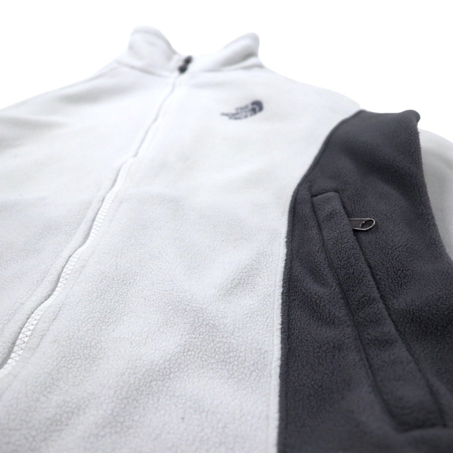THE NORTH FACE フルジップ フリースジャケット S ホワイト ポリエステル ワンポイントロゴ刺繍 TKA200