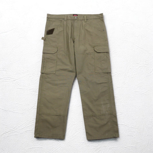Wrangler WORKWEAR リップストップ カーゴパンツ XL カーキ コットン 10WMWR1BR
