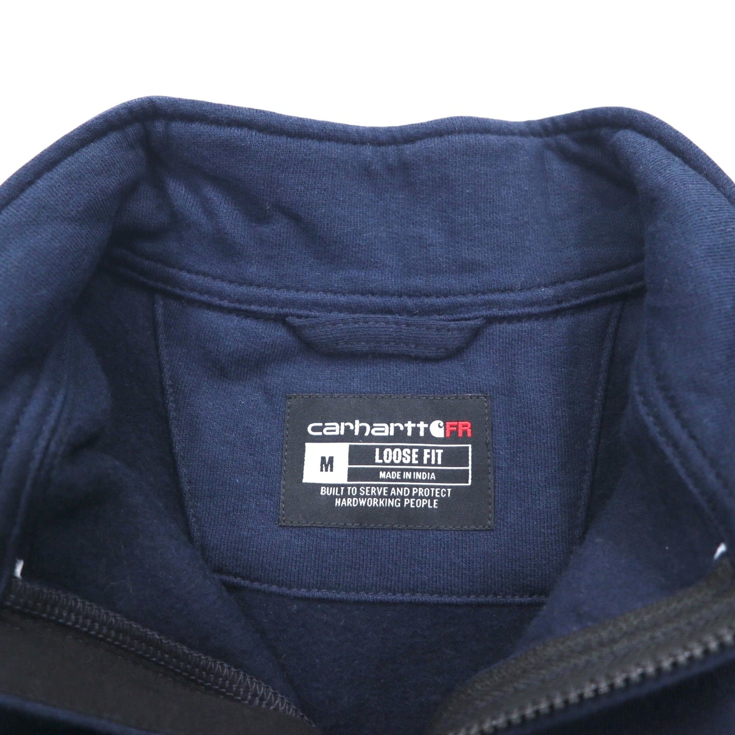 carhartt ルーズフィット ハーフジップ スウェット M ネイビー 難燃性コットン CAT3 難燃フォース ルーズフィット ミッドウェイト モックネック スウェットシャツ TS5028-FRM