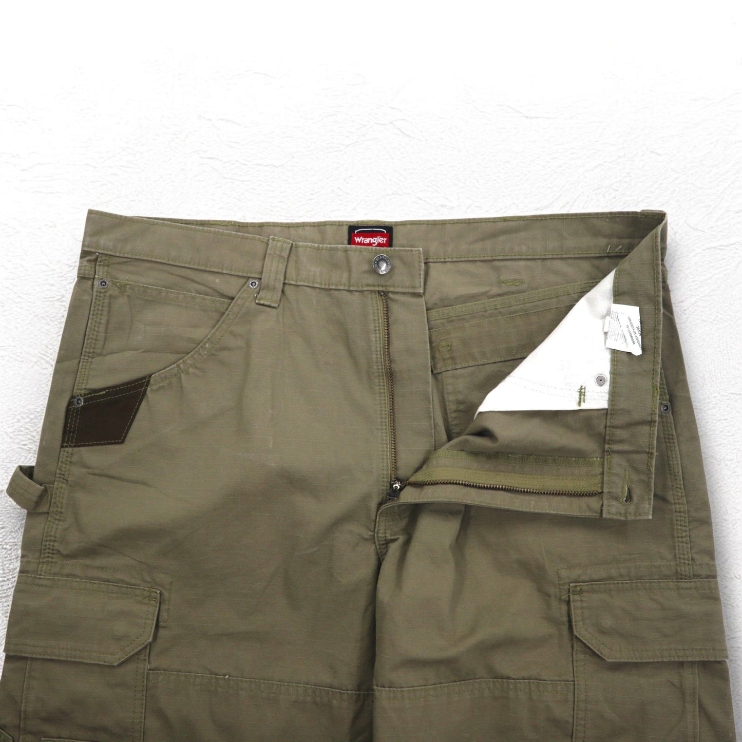 Wrangler WORKWEAR リップストップ カーゴパンツ XL カーキ コットン 10WMWR1BR