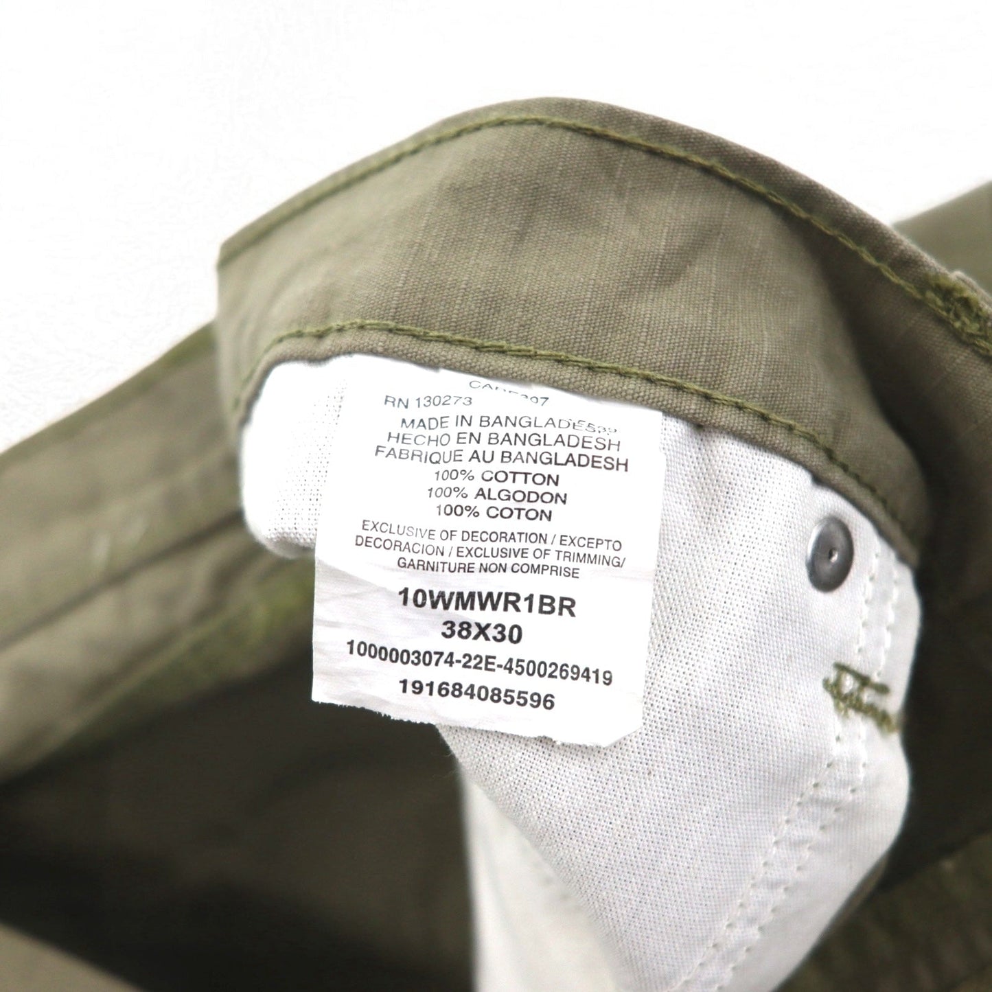 Wrangler WORKWEAR リップストップ カーゴパンツ XL カーキ コットン 10WMWR1BR
