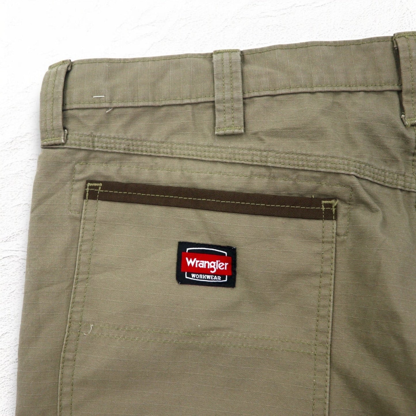 Wrangler WORKWEAR リップストップ カーゴパンツ XL カーキ コットン 10WMWR1BR