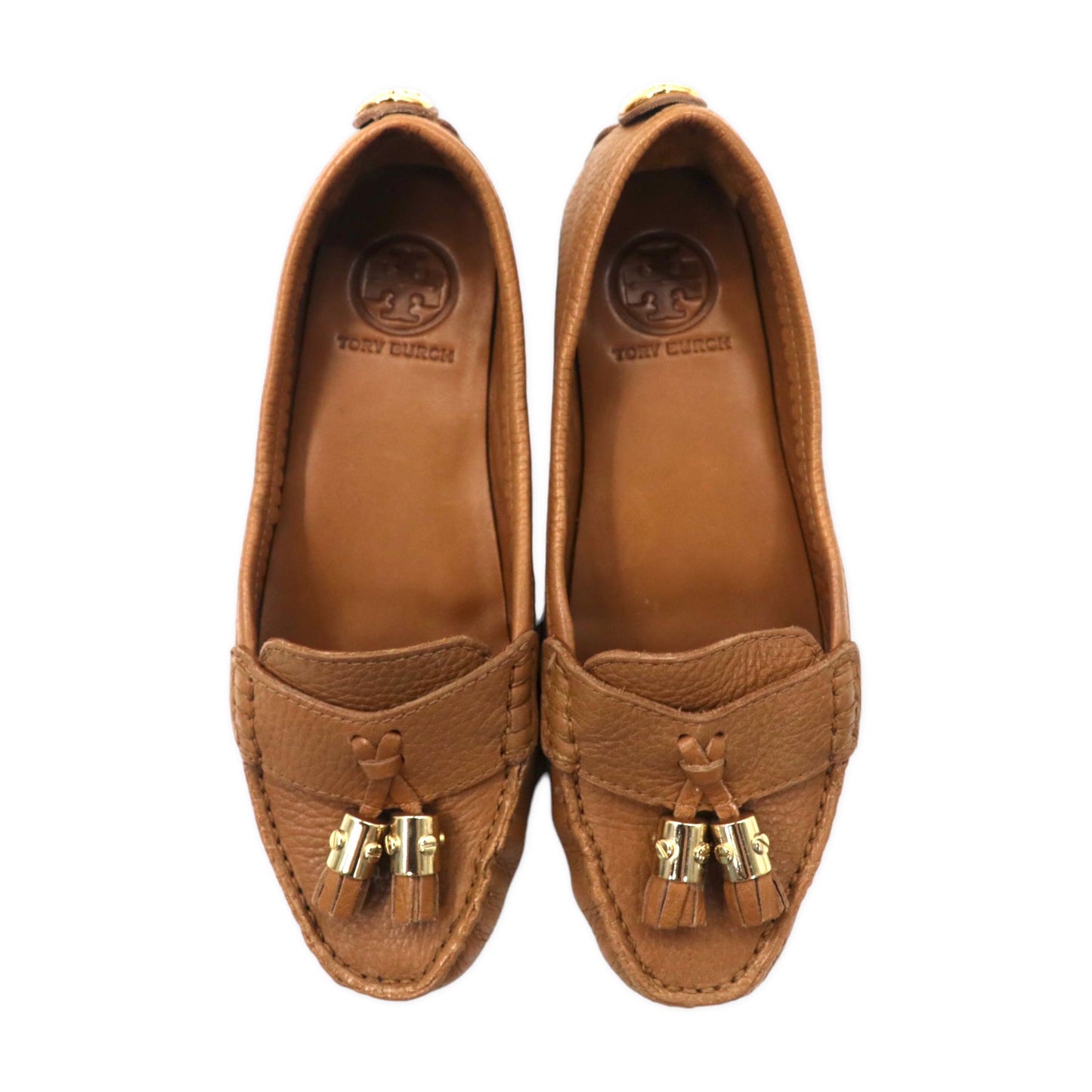 TORY BURCH タッセル ドライビングシューズ 23cm ブラウン レザー ブラジル製