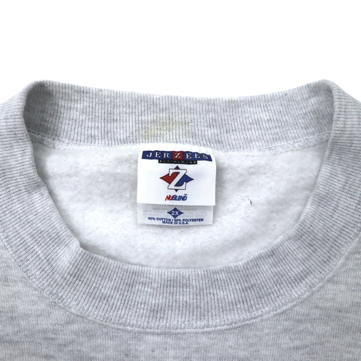 JERZEES USA製 90年代 ARTWEAR プリント スウェット 2X グレー コットン 裏起毛 ビッグサイズ
