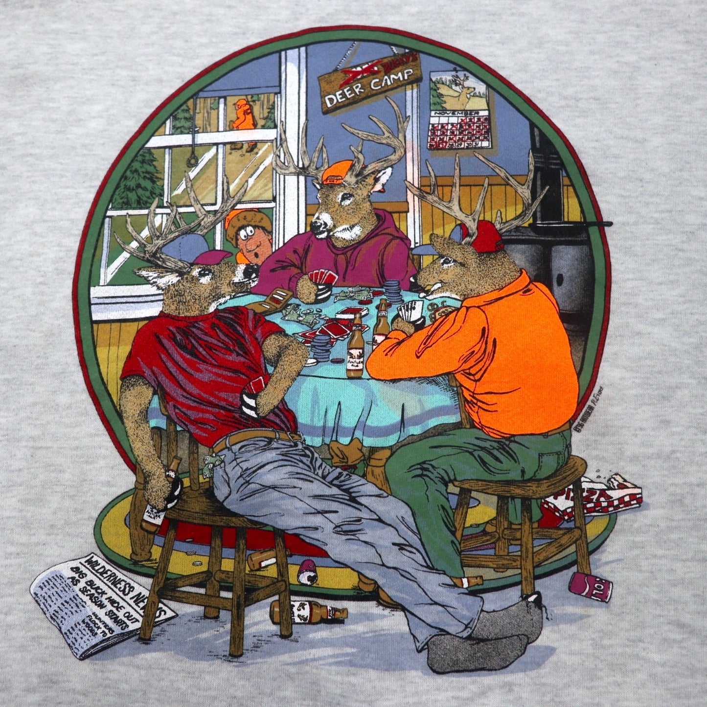 JERZEES USA製 90年代 ARTWEAR プリント スウェット 2X グレー コットン 裏起毛 ビッグサイズ