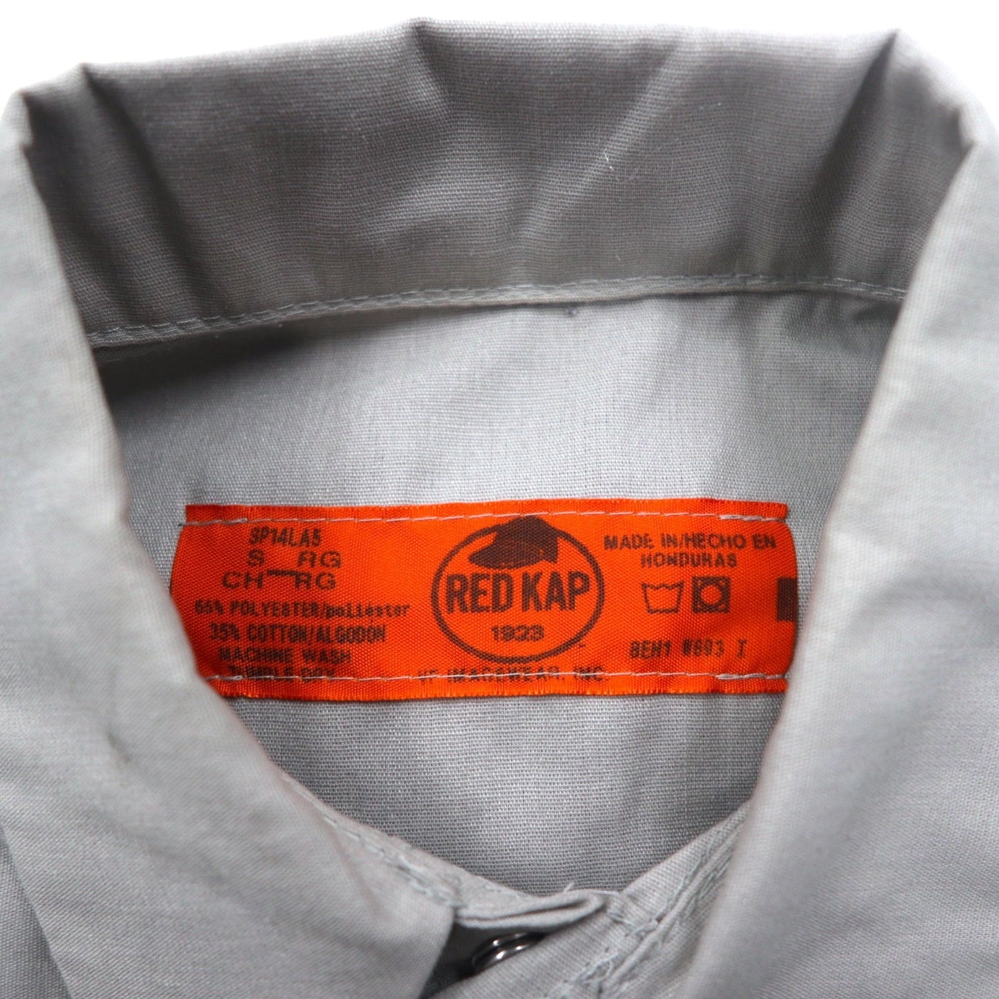 RED KAP ワークシャツ S グレー ポリエステル コットン フロントポケット ホンジュラス製