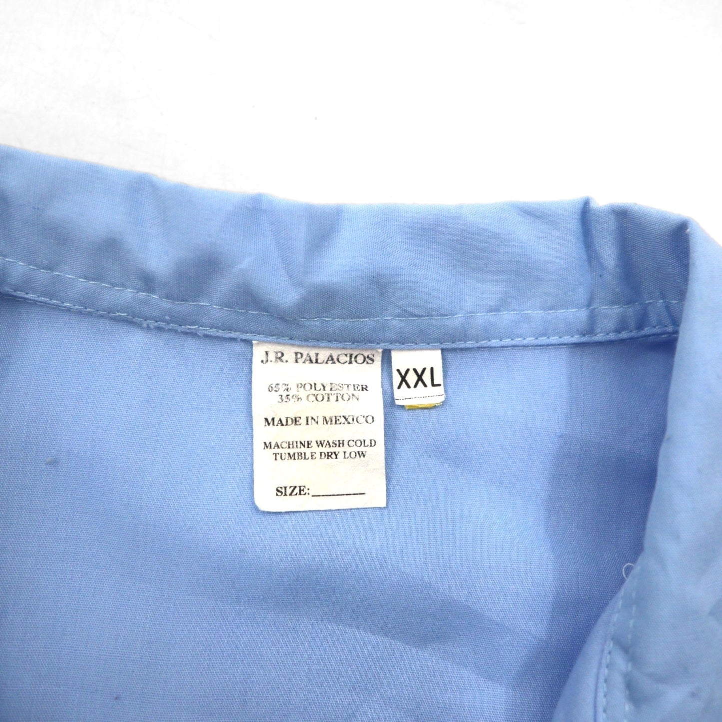 J.R.PALACIOS 80年代 オープンカラー キューバシャツ 開襟 ボックスシャツ 2XL ブルー ポリエステル コットン
