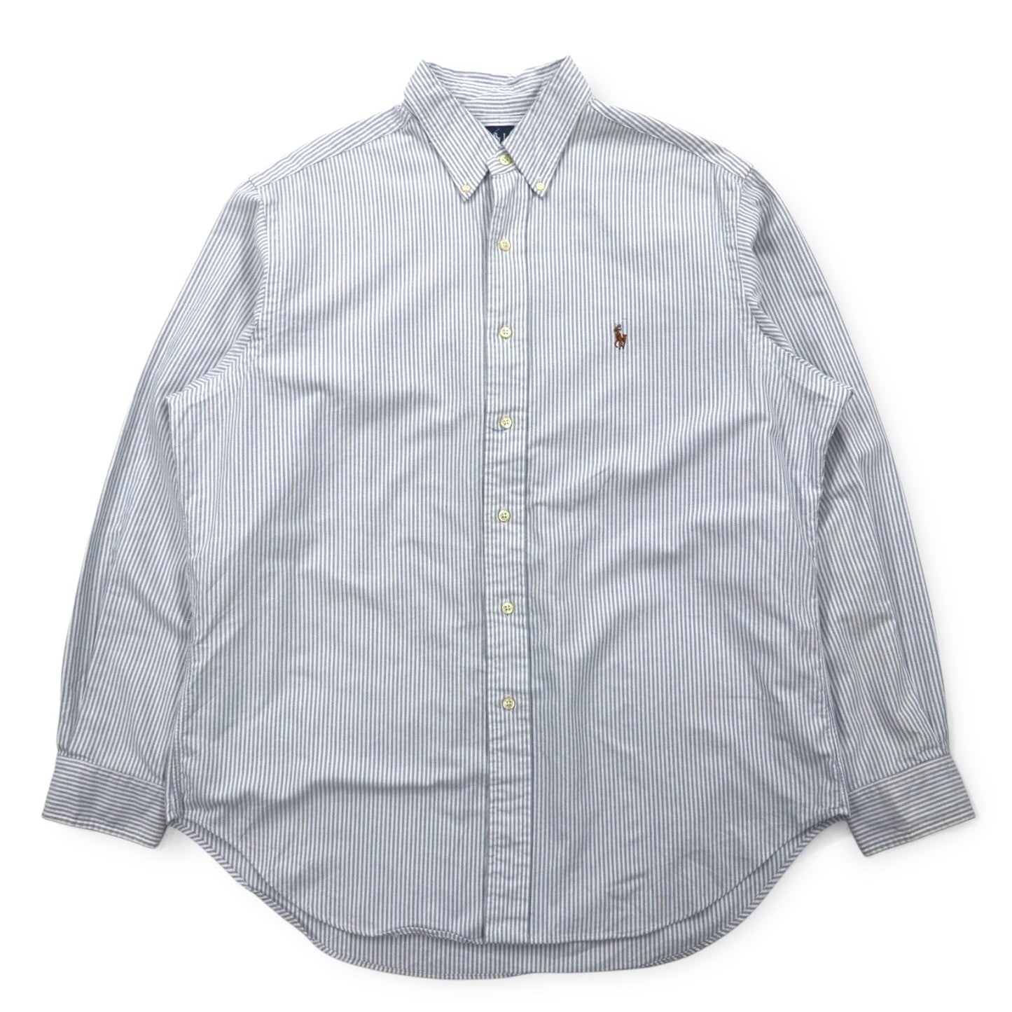 Ralph Lauren 90年代 CLASSIC FIT オックスフォード ボタンダウンシャツ XL ブルー ホワイト ストライプ スモールポニー刺繍
