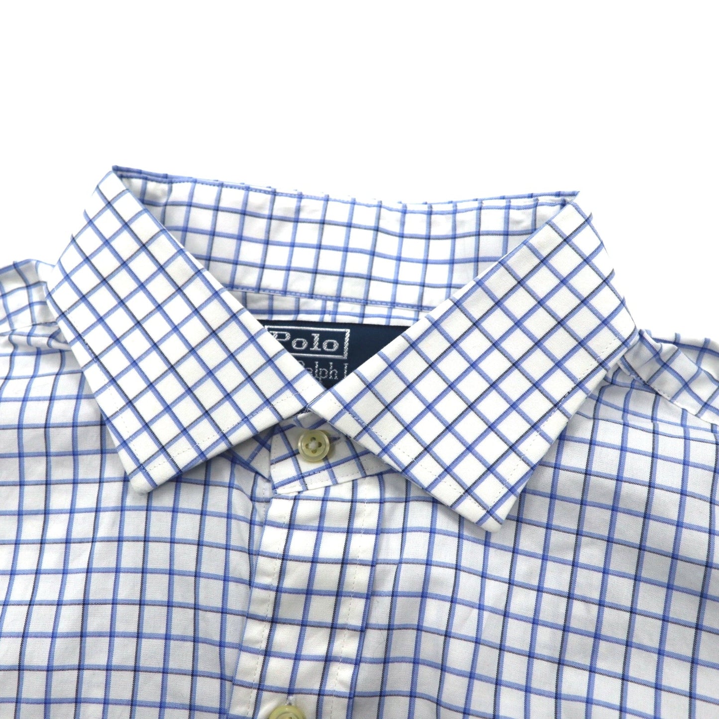 Polo by Ralph Lauren 90年代 REGENT ドレスシャツ L ホワイト ブルー チェック CLASSIC FIT