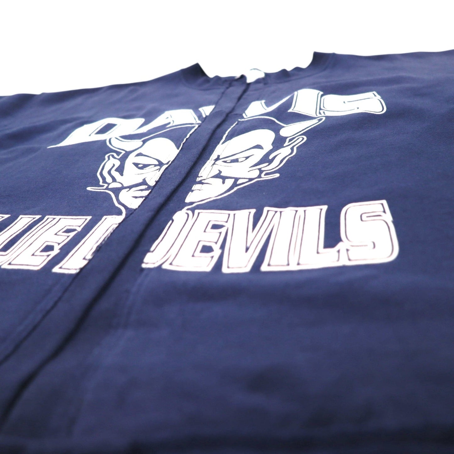 Hanes リメイク スウェット カーディガン L ネイビー コットン DAVIS BLUE DEVILS メキシコ製