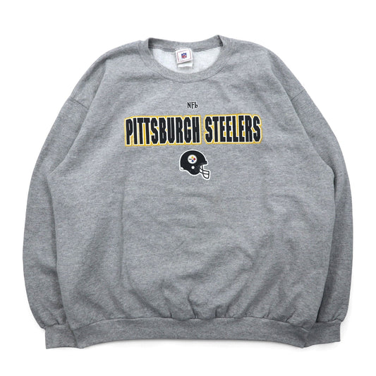 NFL 90年代 クルーネック スウェット XL グレー プリント PITTSBURGH STEELERS メキシコ製