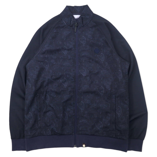 PRETTY GREEN ペイズリー柄 トラックジャケット ジャージ 4 ネイビー ポリエステル ワンポイントロゴ