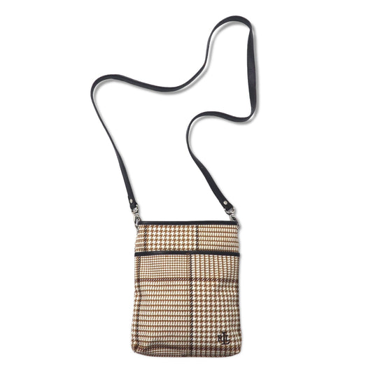 LAUREN RALPH LAUREN ガンクラブチェック ショルダーバッグ ポシェット ベージュ ナイロンキャンバス レザー切り替え ワンポイントロゴ