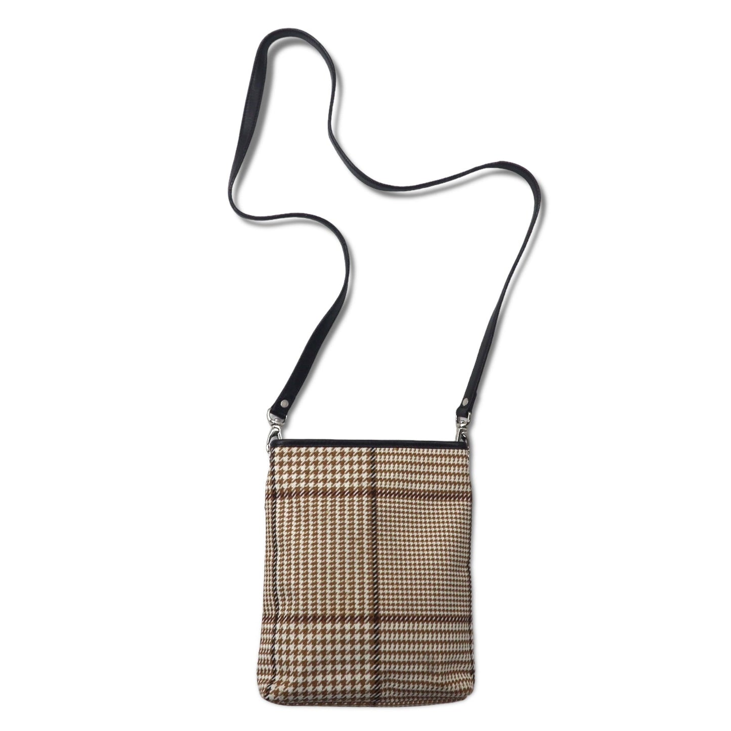 LAUREN RALPH LAUREN ガンクラブチェック ショルダーバッグ ポシェット ベージュ ナイロンキャンバス レザー切り替え ワンポイントロゴ