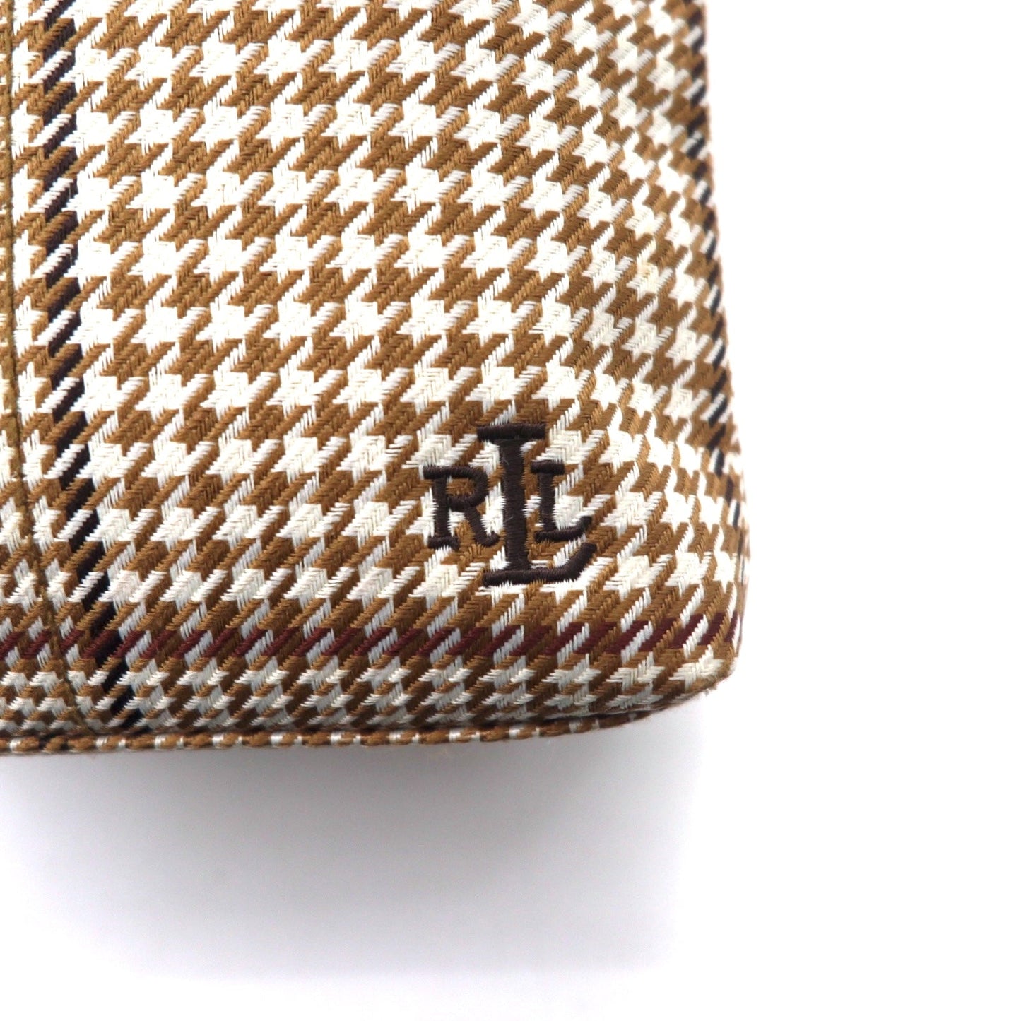 LAUREN RALPH LAUREN ガンクラブチェック ショルダーバッグ ポシェット ベージュ ナイロンキャンバス レザー切り替え ワンポイントロゴ