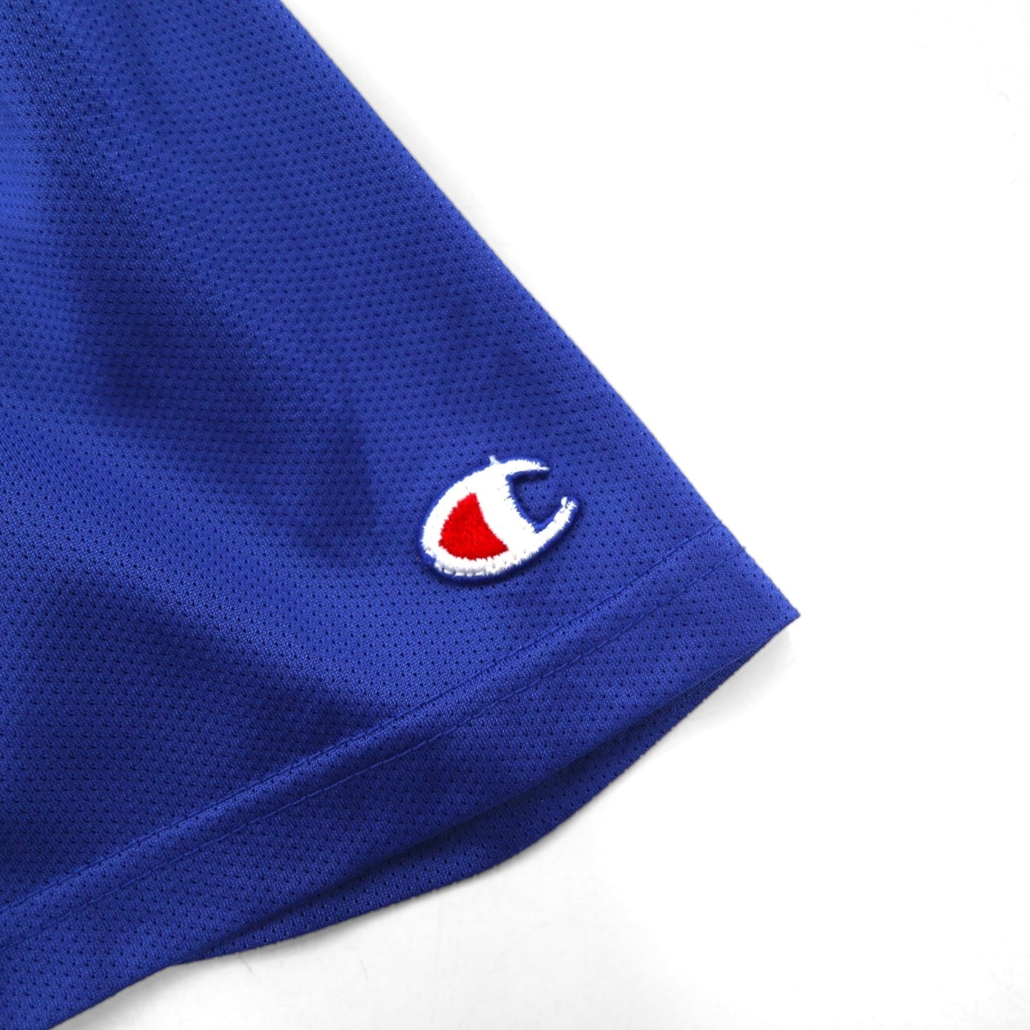 Champion 90年代 USA製 刺繍タグ メッシュ ゲームシャツ L ブルー ナイロン NOTRE DAME アーチロゴ