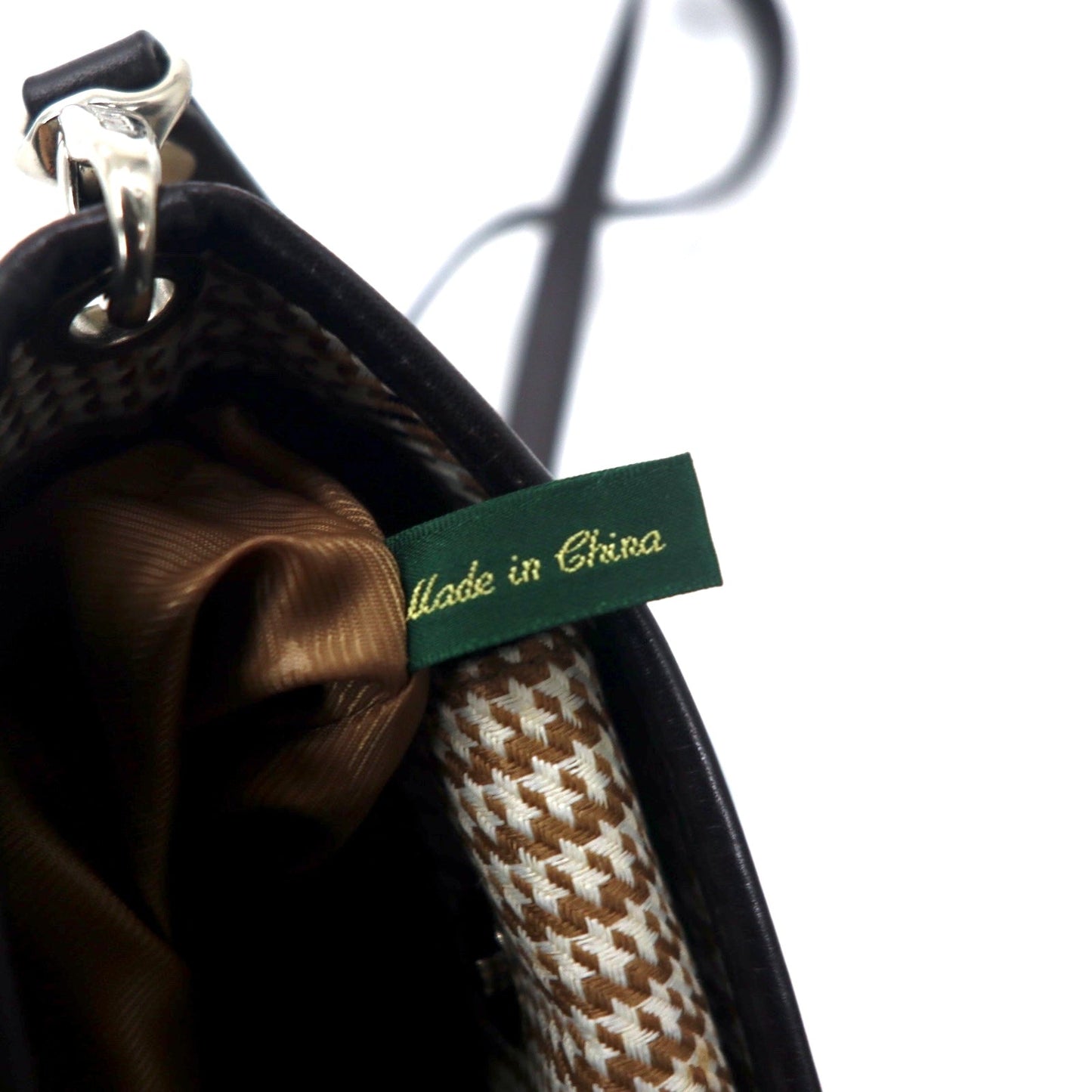 LAUREN RALPH LAUREN ガンクラブチェック ショルダーバッグ ポシェット ベージュ ナイロンキャンバス レザー切り替え ワンポイントロゴ