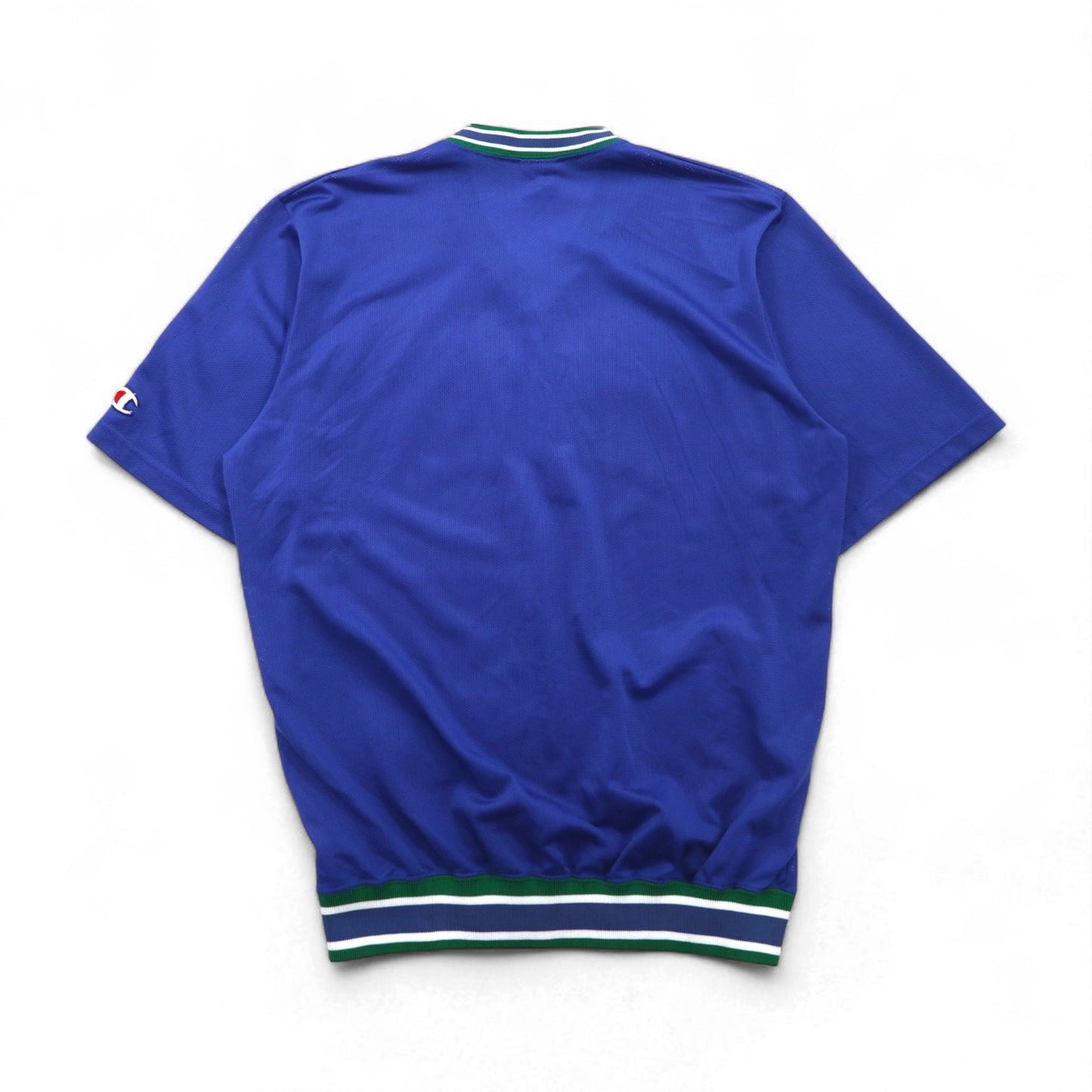 Champion 90年代 USA製 刺繍タグ メッシュ ゲームシャツ L ブルー ナイロン NOTRE DAME アーチロゴ
